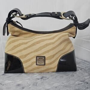 Dooney & Bourke Signature Jacquard Zebra Print Shoulder Bag Hobo Purse Animal